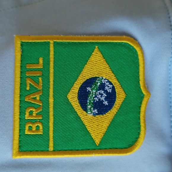 NWT Brazil Flag Warm Up Jacket Baby Blue Juniors Size XL LA Kitty - Picture 1 of 15